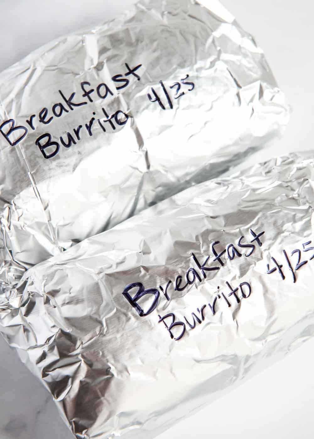 Freezer breakfast burritos.