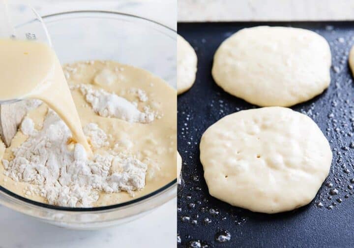 making batter for buttermilk pancakes 