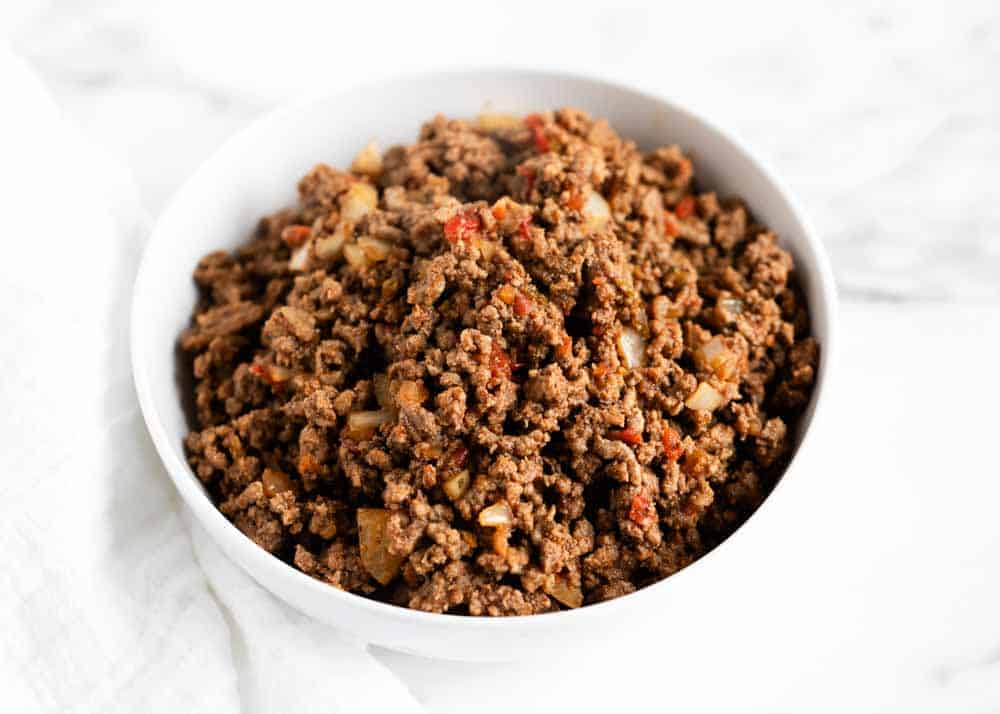 Taco meat in a bowl.
