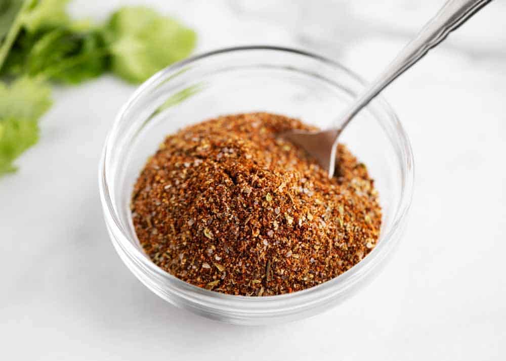 DIY taco seasoning in small bowl.