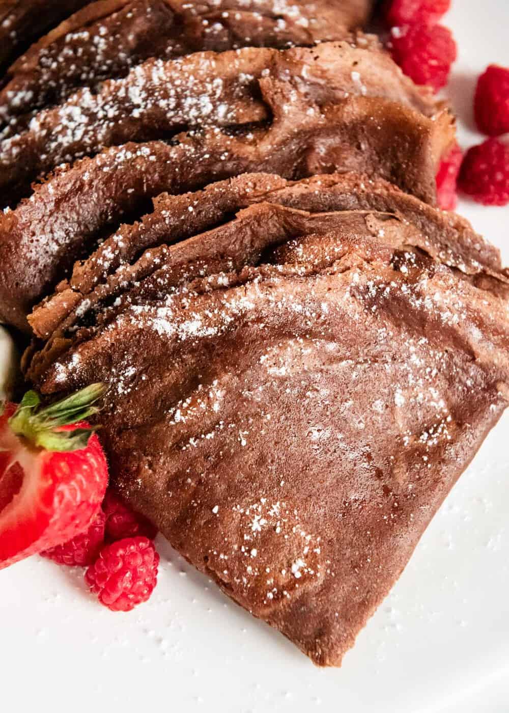 Chocolate crepes with fresh berries.