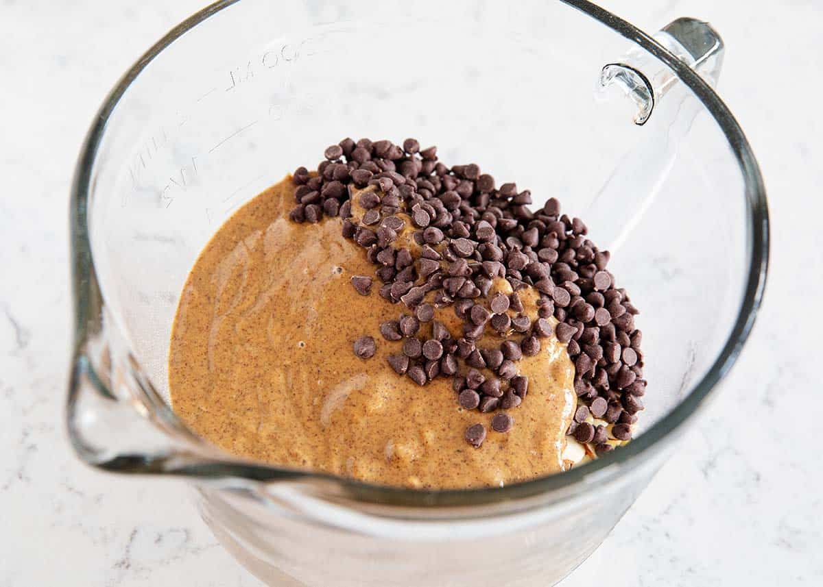 Granola bar mixture in bowl.