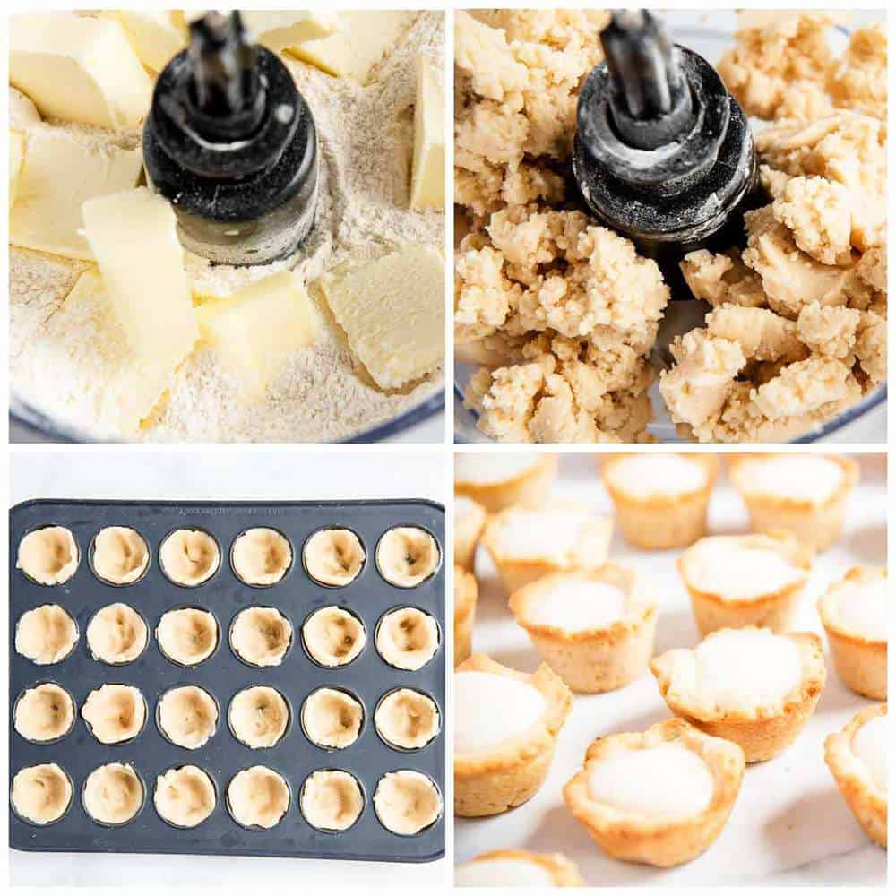 Collage showing to make mini tart shells.