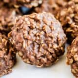 chocolate no bake cookies stacked