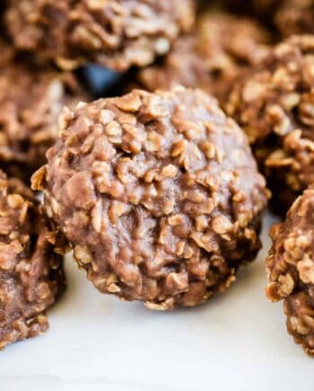 chocolate no bake cookies stacked