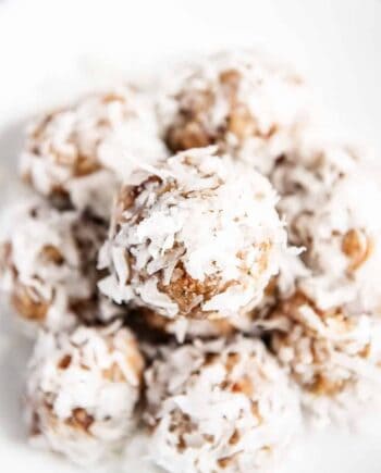 stack of lemon coconut energy balls