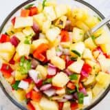 pineapple salsa in a glass bowl