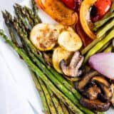 Grilled asparagus, mushrooms, squash, green beans and bell peppers