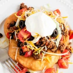 navajo taco with hamburger and sour cream