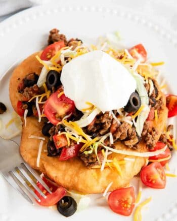 navajo taco with hamburger and sour cream