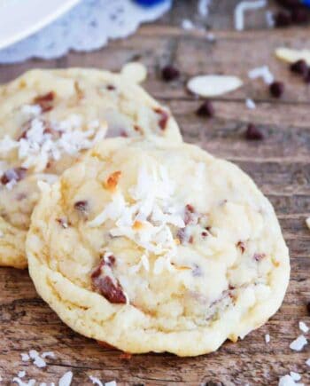 A close up of almond joy cookies