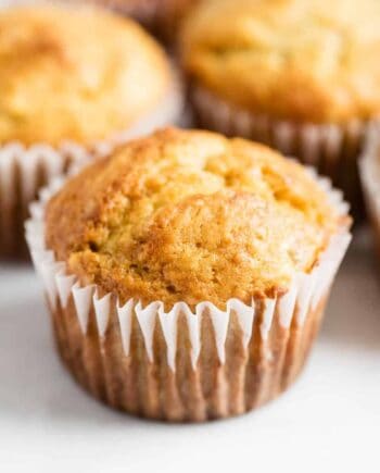 a close up of a banana muffin