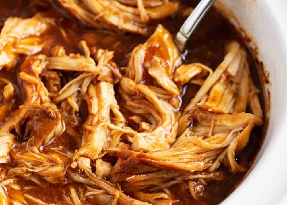 Slow cooker pulled chicken.