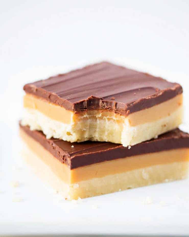 stacked twix bars with a bite taken out 