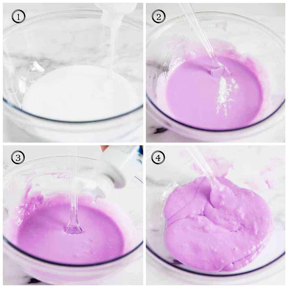 Step by steps to make slime with glue.