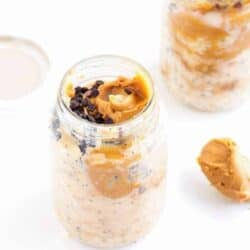 peanut butter overnight oats in a mason jar