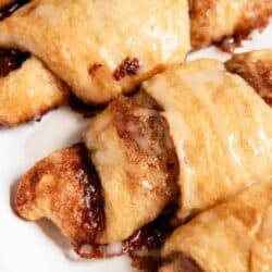 close up of a cinnamon crescent roll