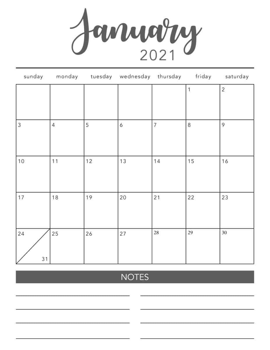 FREE 2021 Printable Calendar Template (2 colors!) - I Heart Naptime