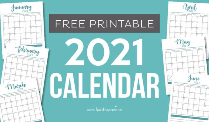 Monthly Calendar Template 2021 FREE 2021 Printable Calendar Template (2 colors!)   I Heart Naptime