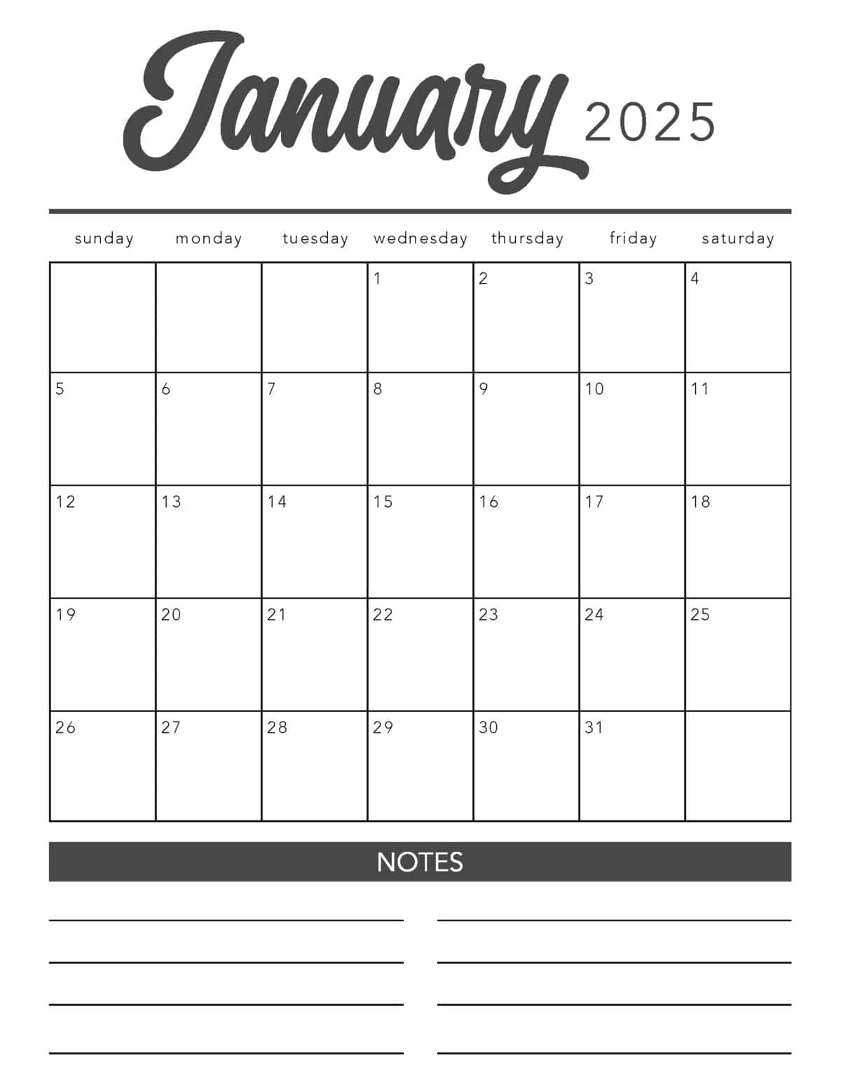 FREE 2025 Printable Calendar Template I Heart Naptime