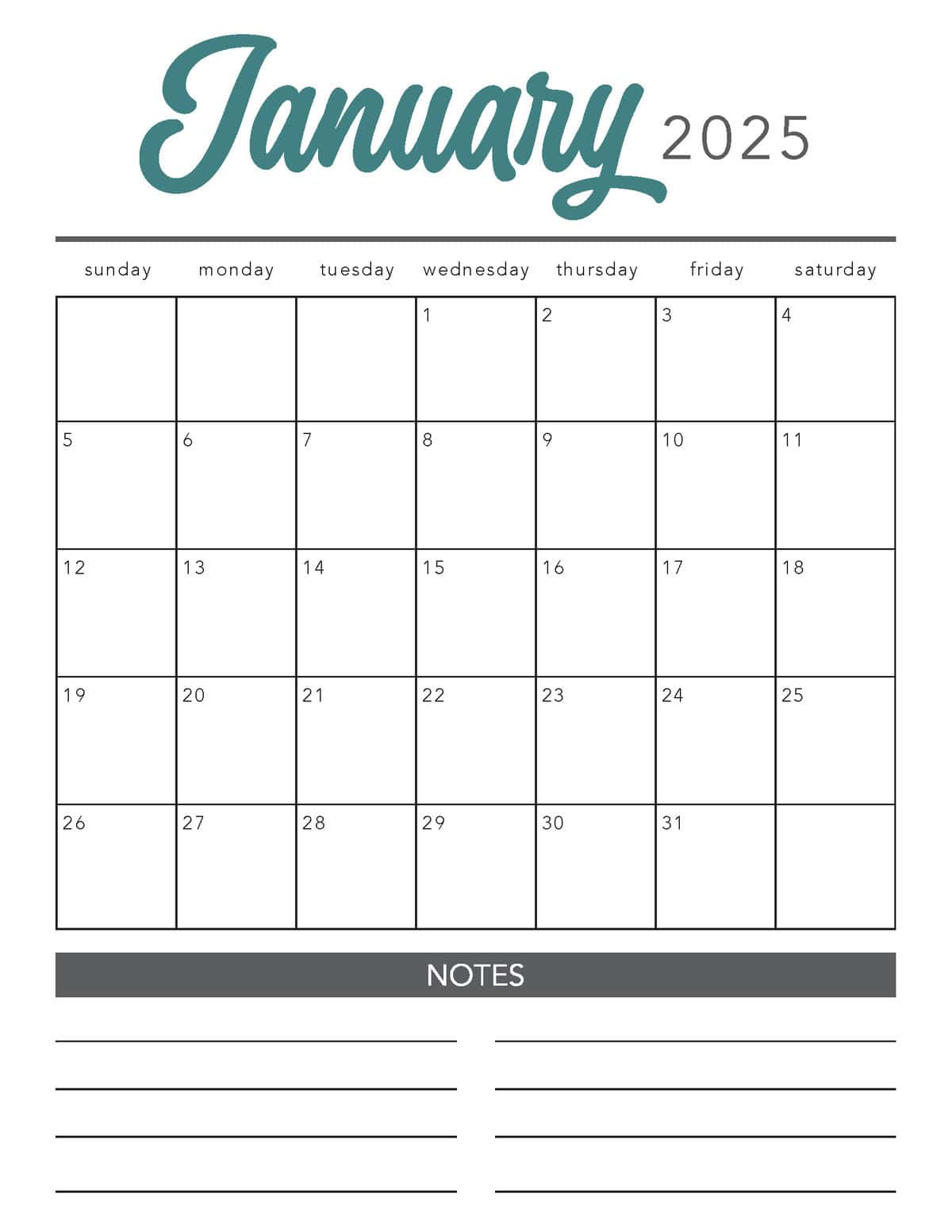 FREE 2025 Printable Calendar Template - I Heart Naptime