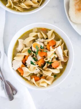 bowl of chicken noodle soup
