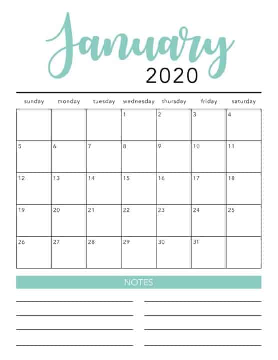 2020 FREE Printable Calendars - Lolly Jane