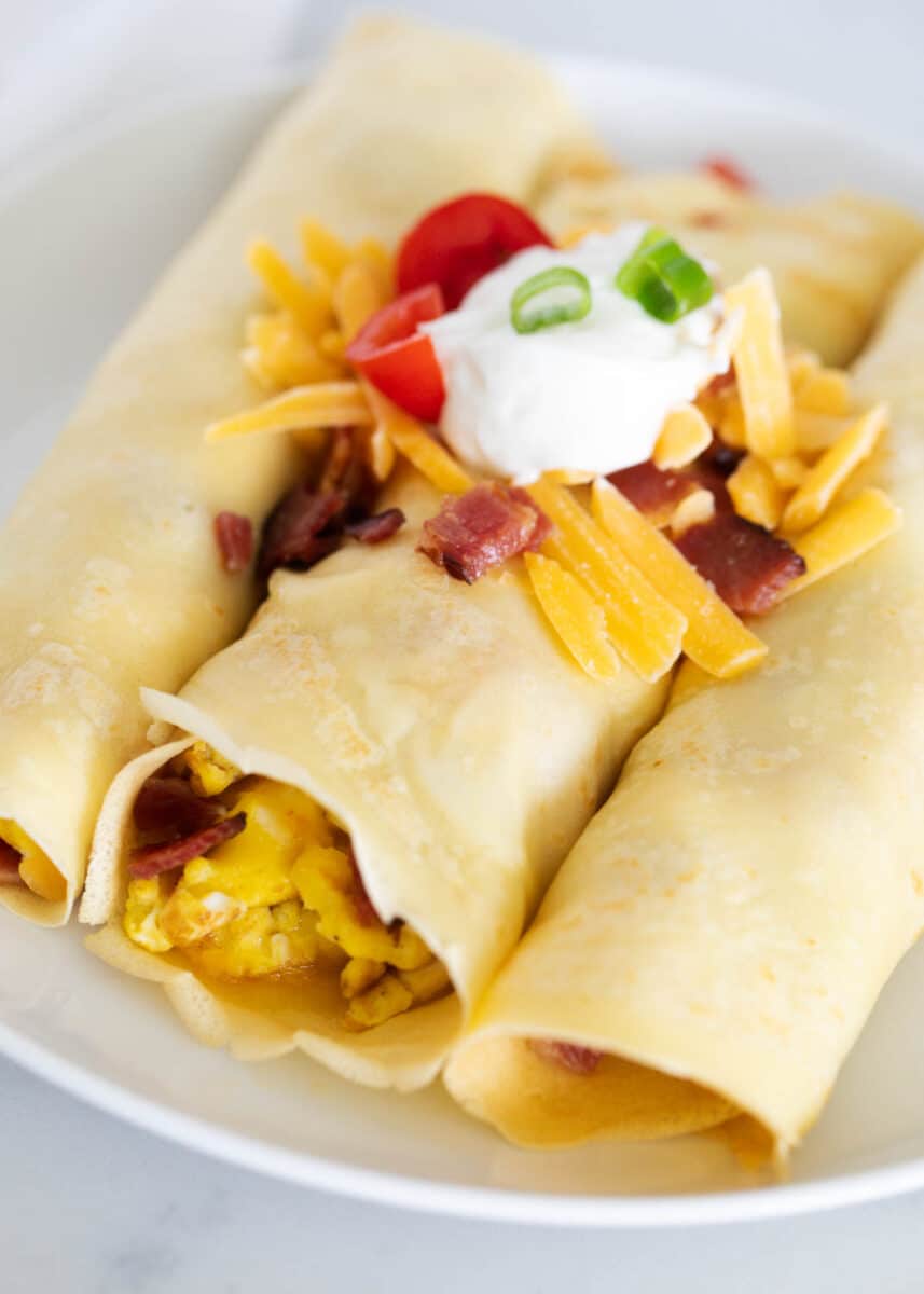 Crispy Savory Crepe with Pepperoni & Cheese - Farah J. Eats