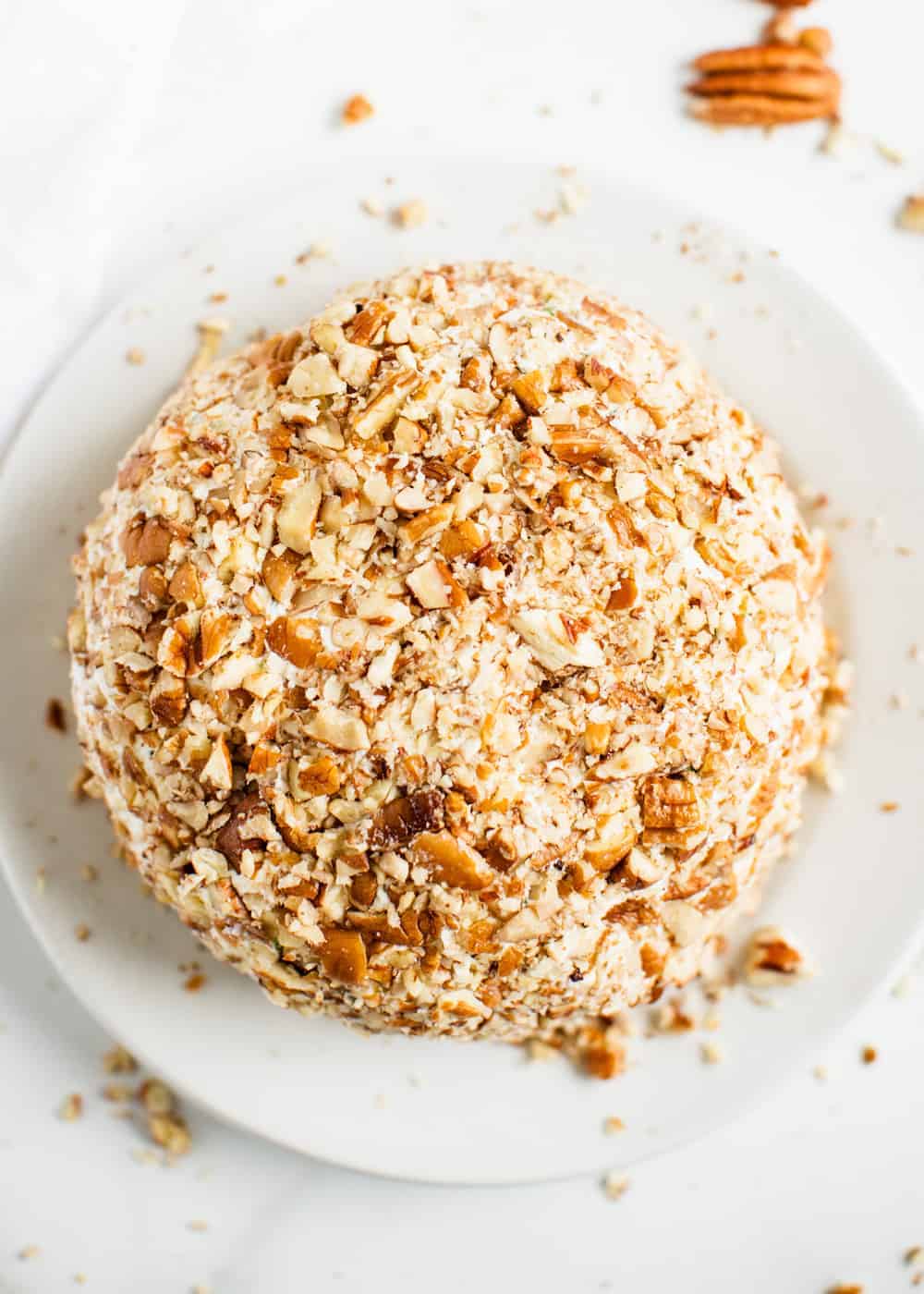 cream cheese ball coated with chopped pecans 