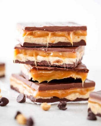 stack of homemade snickers