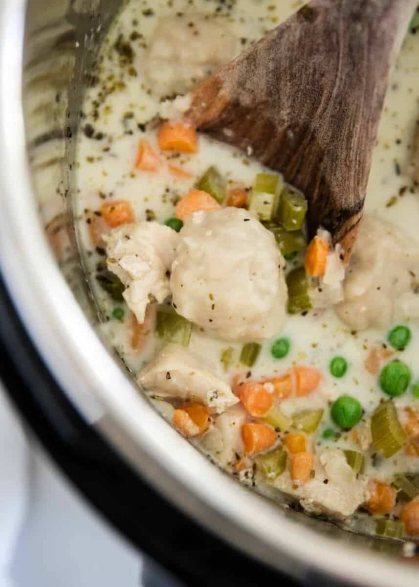 chicken and dumplings cooked in the instant pot