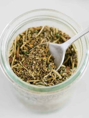 Homemade Italian seasoning in a jar
