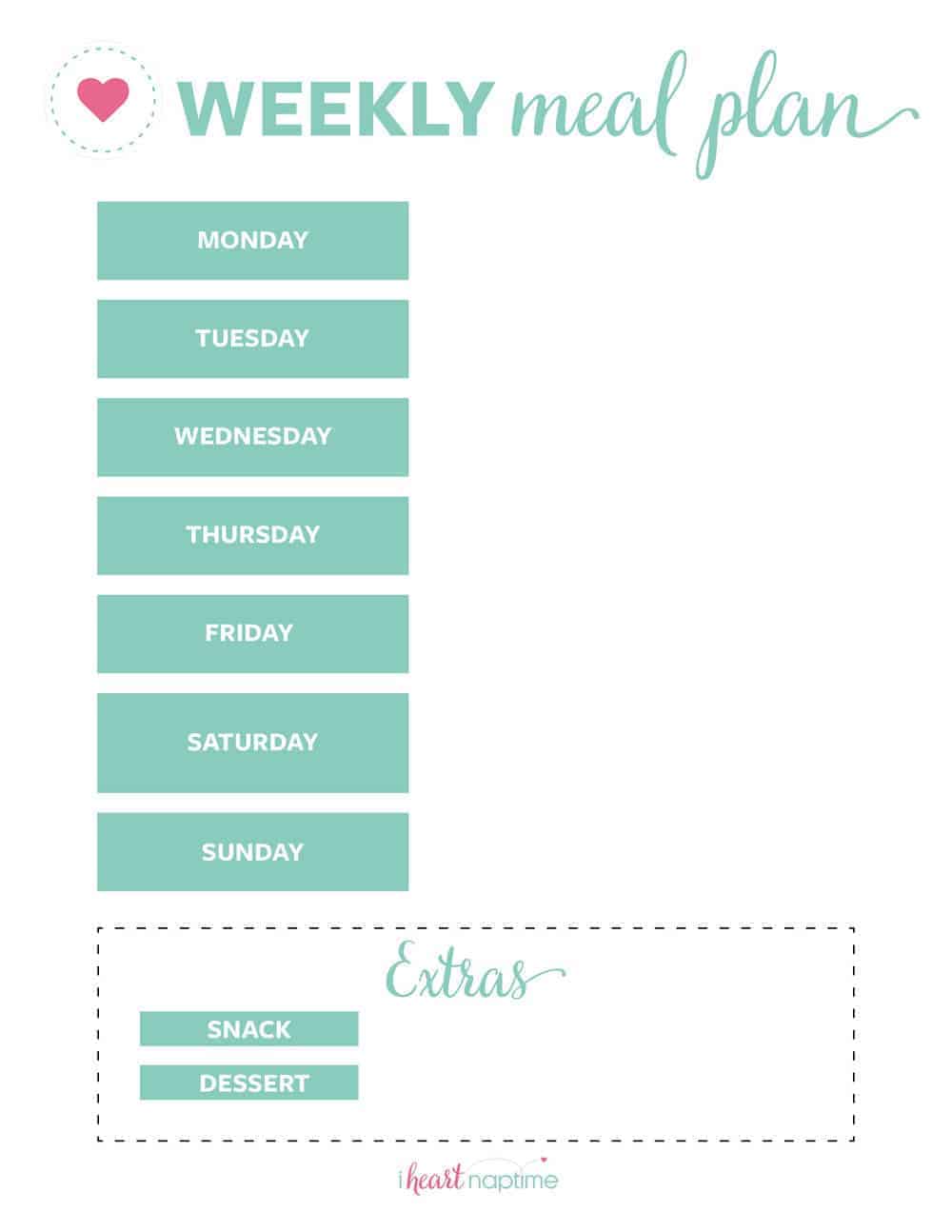 Editable Weekly Meal Planner Template from www.iheartnaptime.net