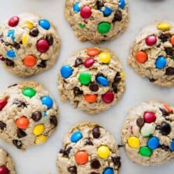 monster cookies with chocolate and m&ms