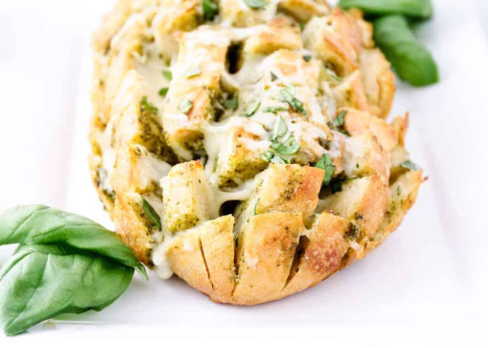 Cheesy pesto pull-apart bread.