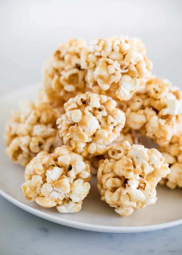 EASY Caramel Popcorn Balls (made in the microwave!) - I Heart Naptime