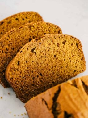 sliced pumpkin bread