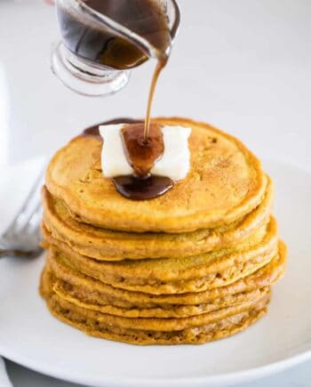 pumpkin spice pancakes with syrup