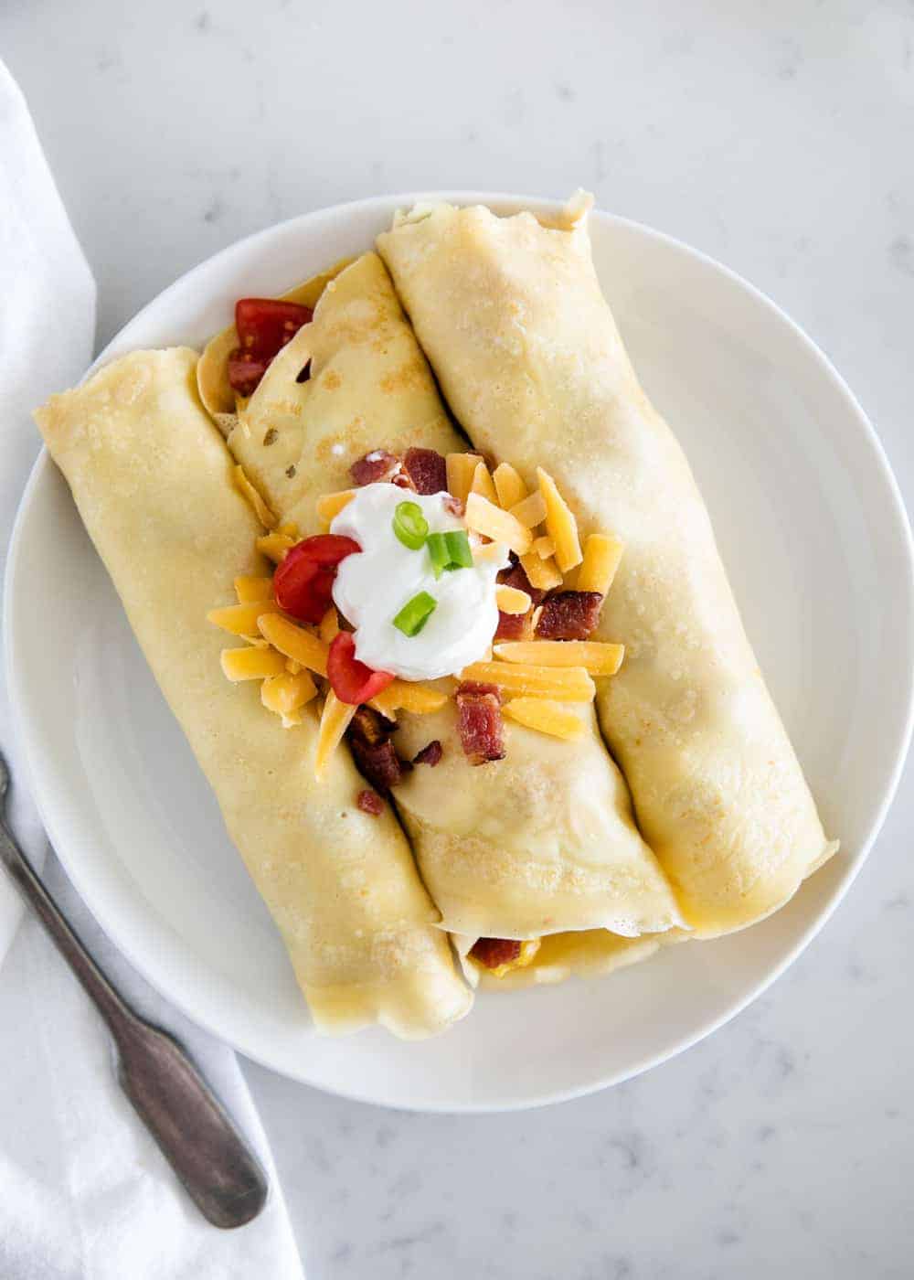 savory crepes with bacon and cheese