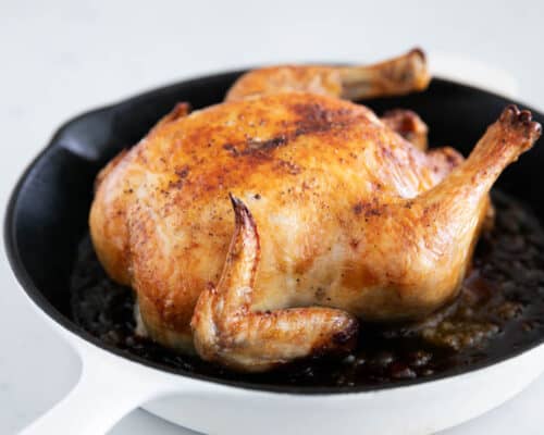 roasted chicken in skillet