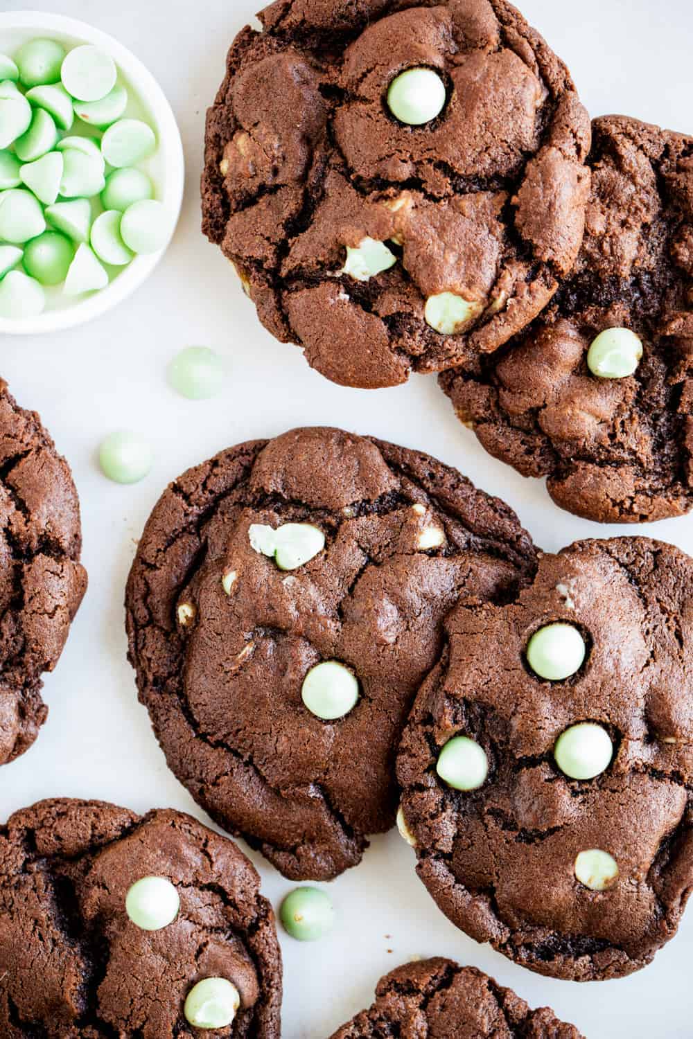 chocolate cookies with mint chips