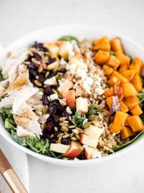 fall salad in a white bowl