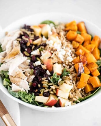 fall salad in a white bowl