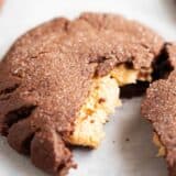 half eaten chocolate peanut butter stuffed cookie