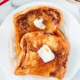 eggnog french toast on a white plate