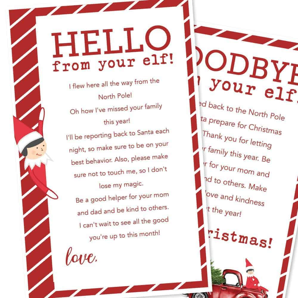 FREE Printable Hello + Goodbye Elf on the Shelf Letters - I Heart Naptime