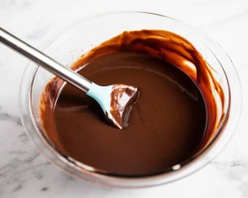 chocolate ganache in glass bowl