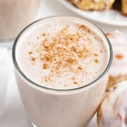 Cinnamon smoothie with cinnamon rolls.