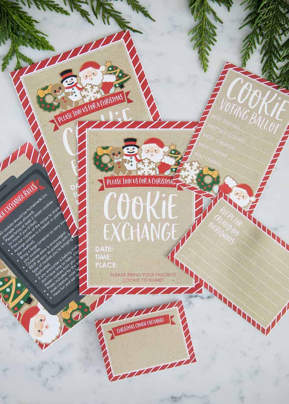 Printed cookie exchange invite and rules.