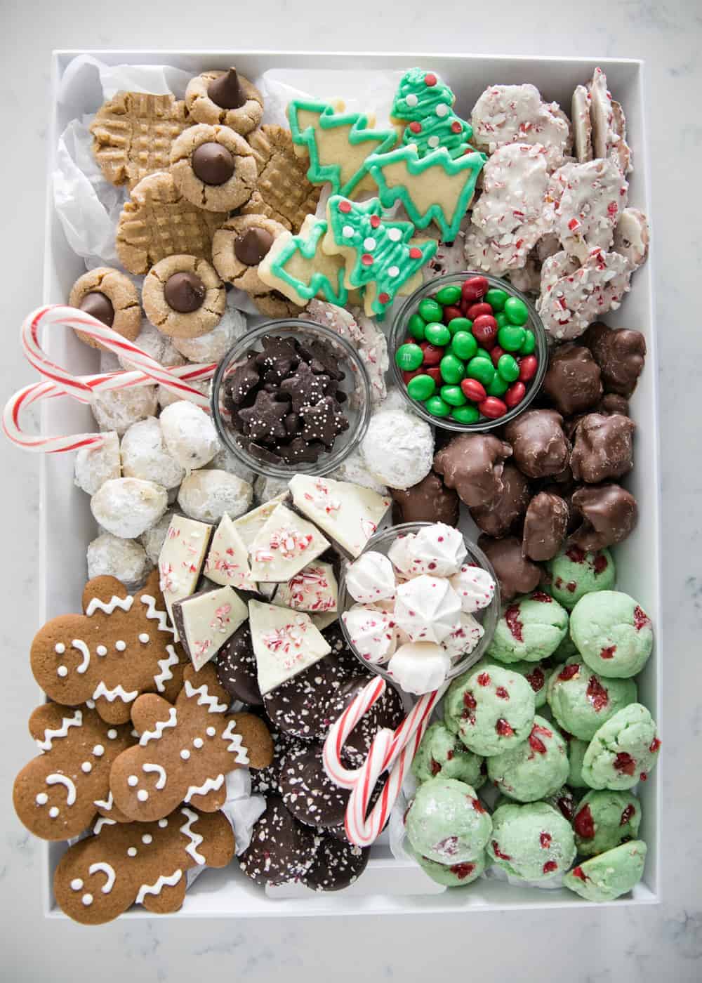 Tray of cookies for a cookie exchange.